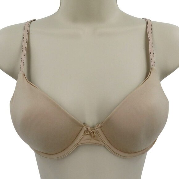 Maidenform 34B Bra Solid Beige 09402 Comfort Devotion Smooth Cup Underwire Lined - Picture 1 of 13